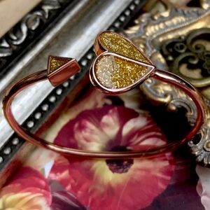 KATE SPADE • Rose Gold Heritage Heart Gold Glitter Cuff Bracelet